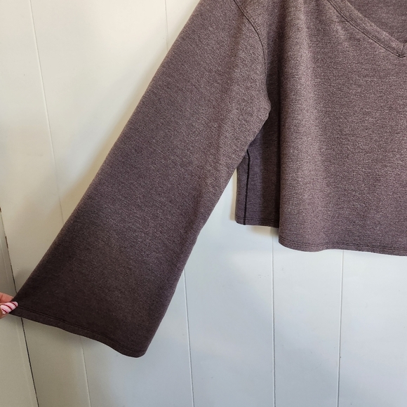 Lululemon Show Your Depth Long Sleeve Heathered Antique Bark Cropped Sweatshirt - Picture 7 of 11